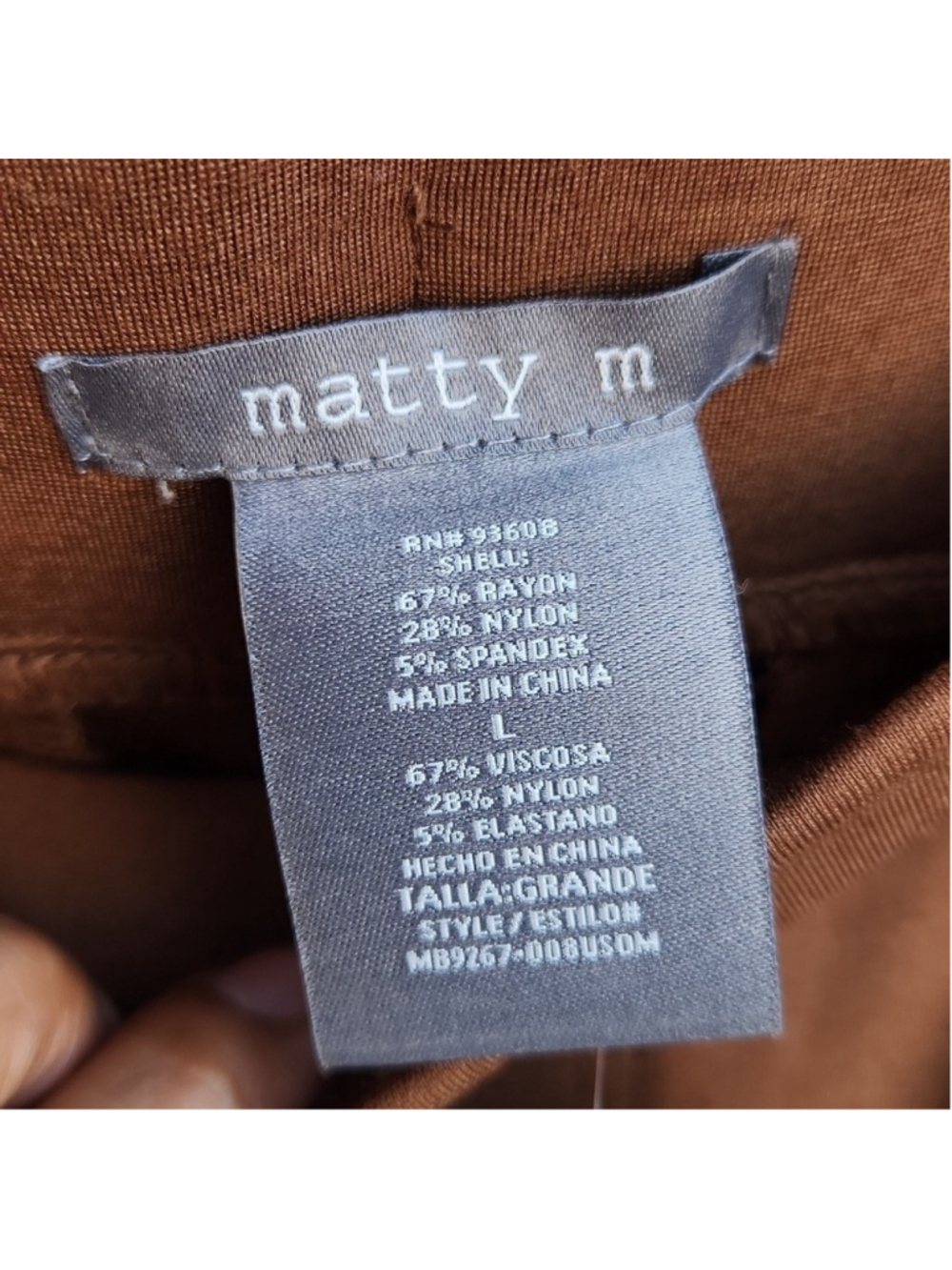 Matty M Chocolate Brown Women's Trousers Slim Tapered Leg Size Large - Picture 4 of 9